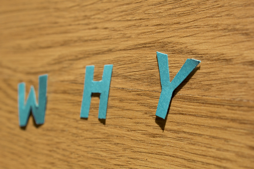 The word 'Why' cut out and placed on a wooden background